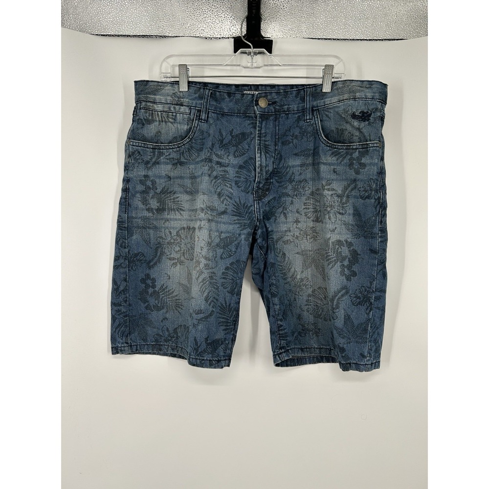 Flying Machine Floral Jorts Bandana Flowers Baggy Y2K JNCO Style Jean Shorts 36